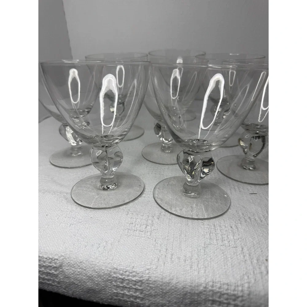 Vintage Manganese Glass Cocktail Martini Glasses Set of 8 UV Reactive Glow 5.25" - Picture 5 of 8